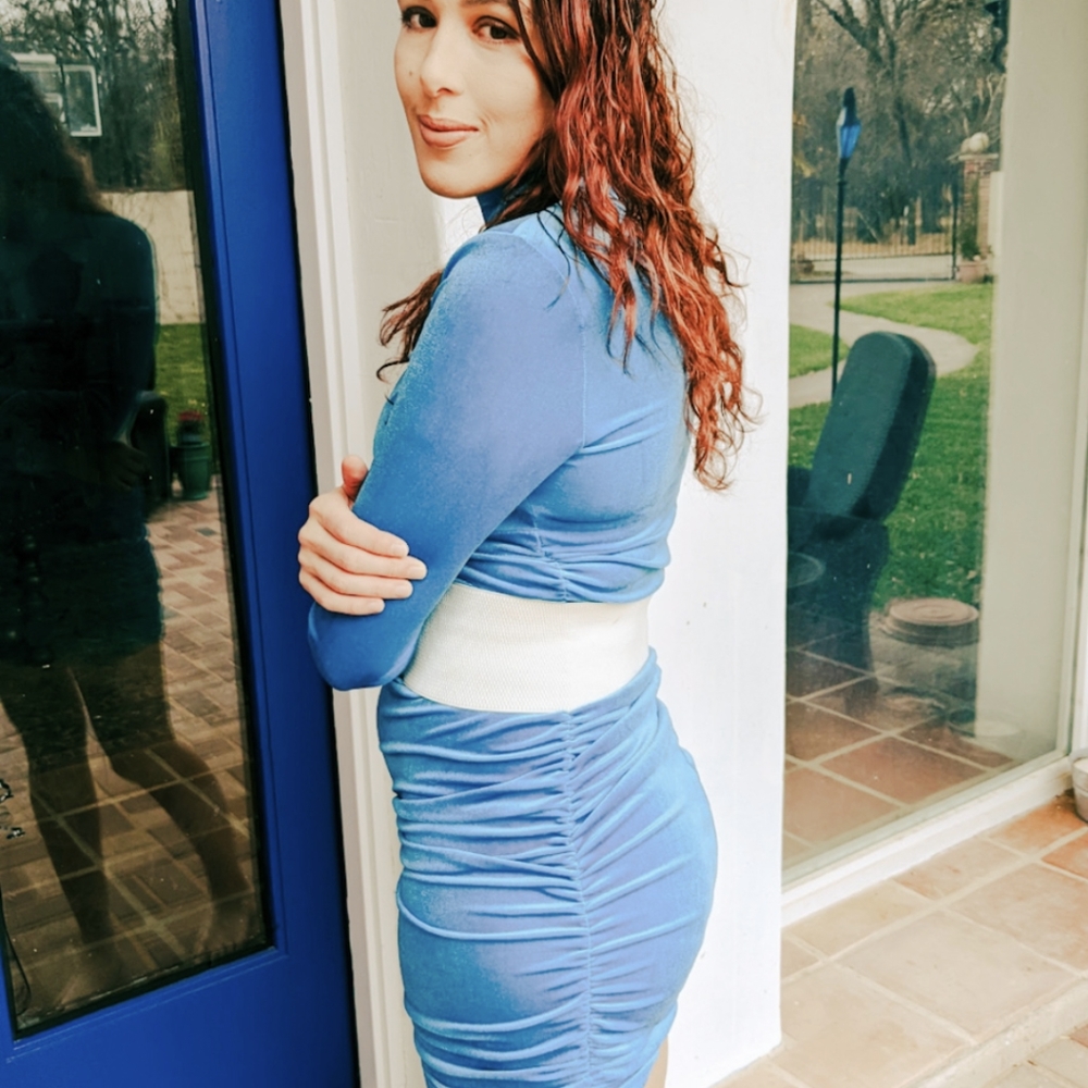 NWT Winter Sexy Slim Fitted Bodycon Ruched Long Sleeve Dress S: Sm-Med - Picture 7 of 13